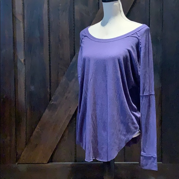 TNA purple drop shoulder top